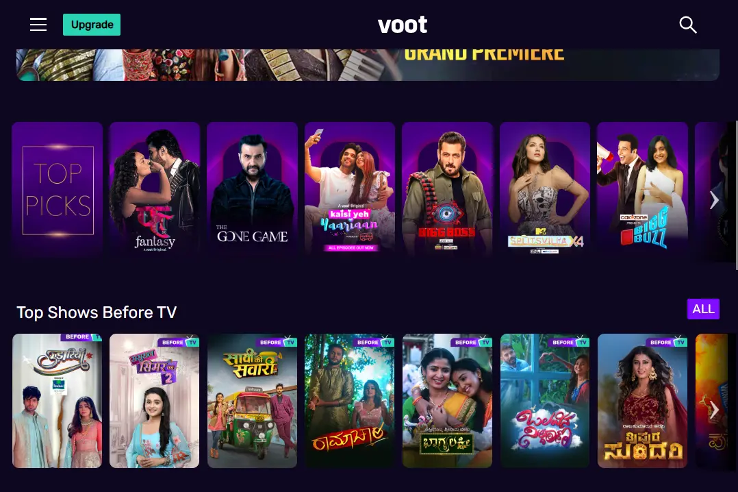 Voot Main content